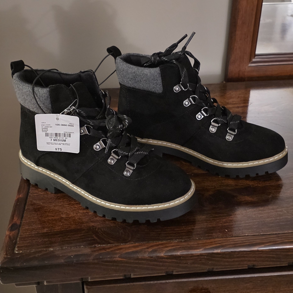 Black and Gray Ankle Boots